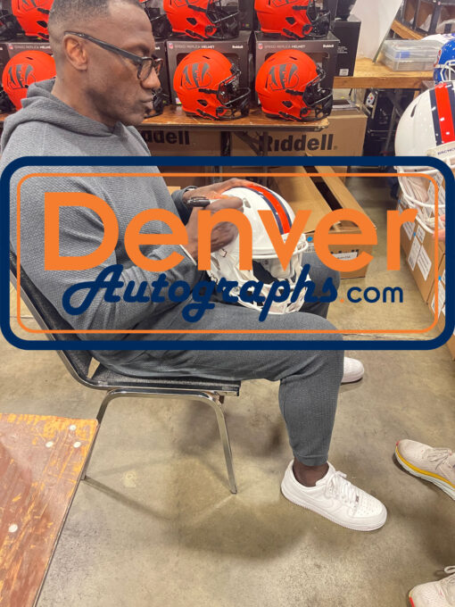 Shannon Sharpe Autographed Denver Broncos Authentic Alt Helmet Beckett 50888