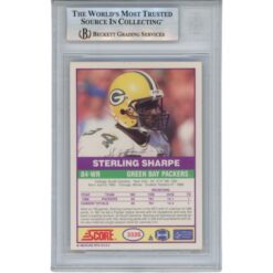 Sterling Sharpe Autographed 1989 Score #333S Trading Card HOF Slab Beckett 53179
