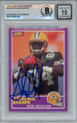 Sterling Sharpe Signed 89 Score Supplemental 333S 10auto Card Slab Beckett 53865