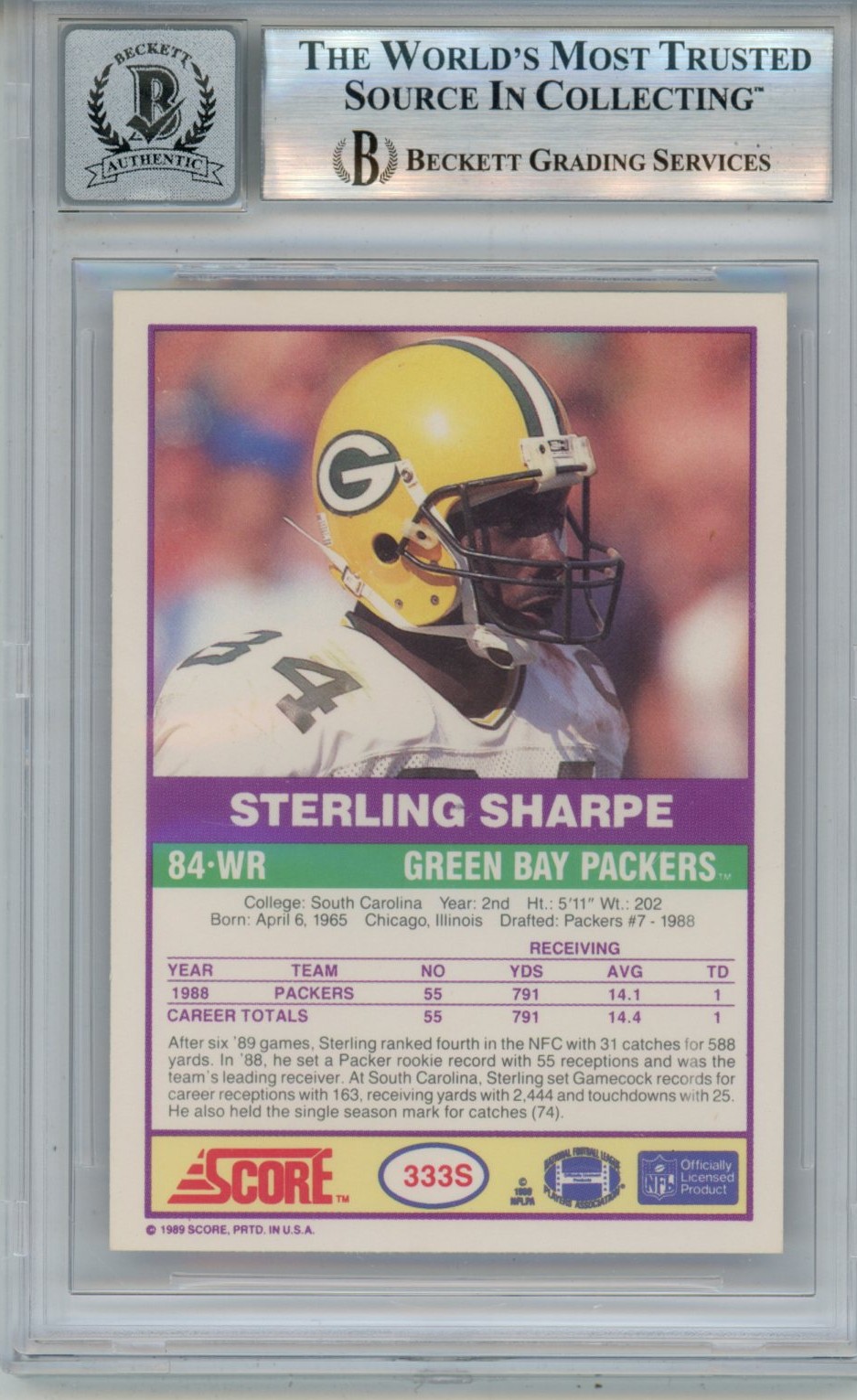 Sterling Sharpe Signed 89 Score Supplemental 333S 10auto Card Slab Beckett 53865 2 Sterling Sharpe Signed 89 Score Supplemental 333S 10auto Card Slab Beckett 53865