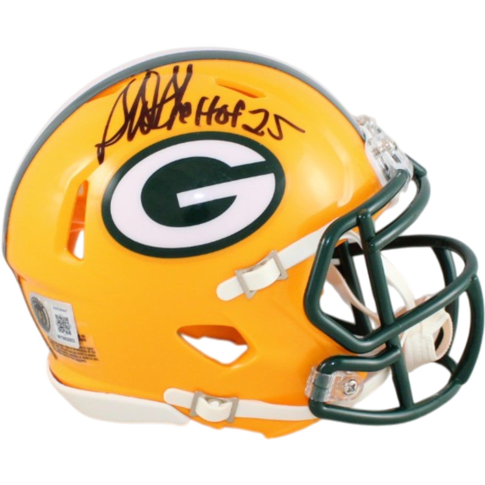 Sterling Sharpe Autographed Green Bay Packers Helmet Mini w/HOF Beckett 58526
