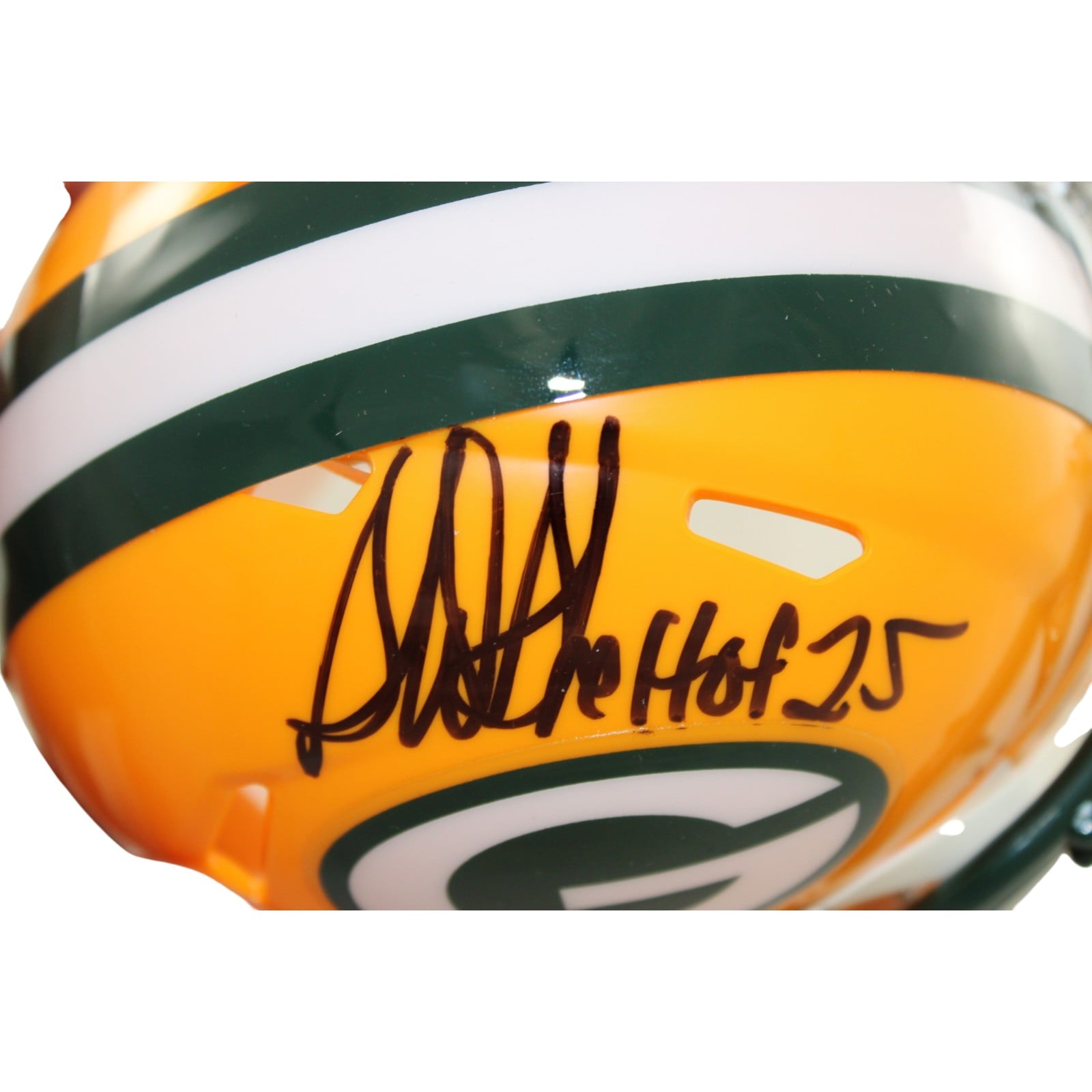 Sterling Sharpe Autographed Green Bay Packers Helmet Mini w/HOF Beckett 58526 2 Sterling Sharpe Autographed Green Bay Packers Helmet Mini w/HOF Beckett 58526
