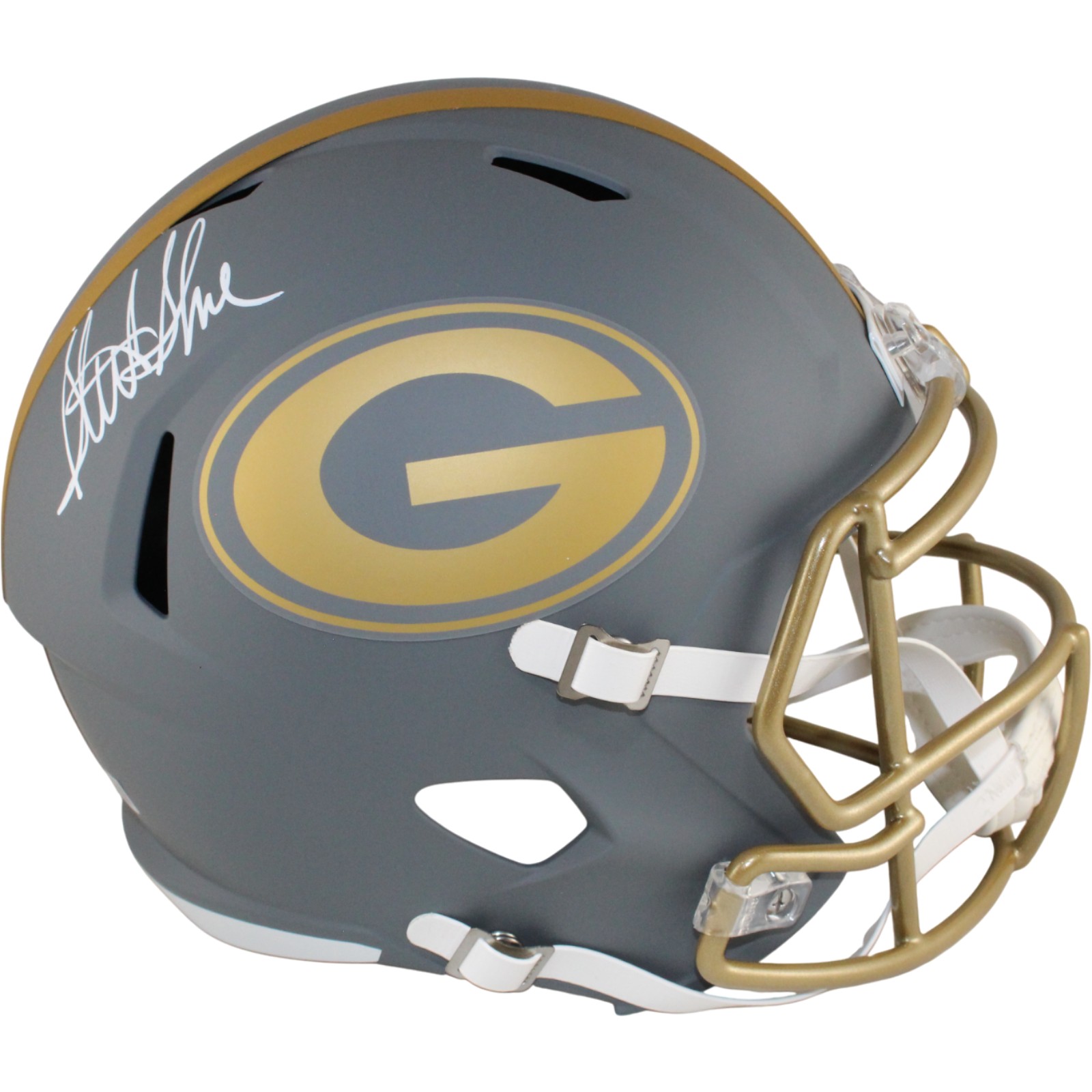 Sterling Sharpe Autographed Green Bay Packers F/S Slate Helmet Beckett W 53900