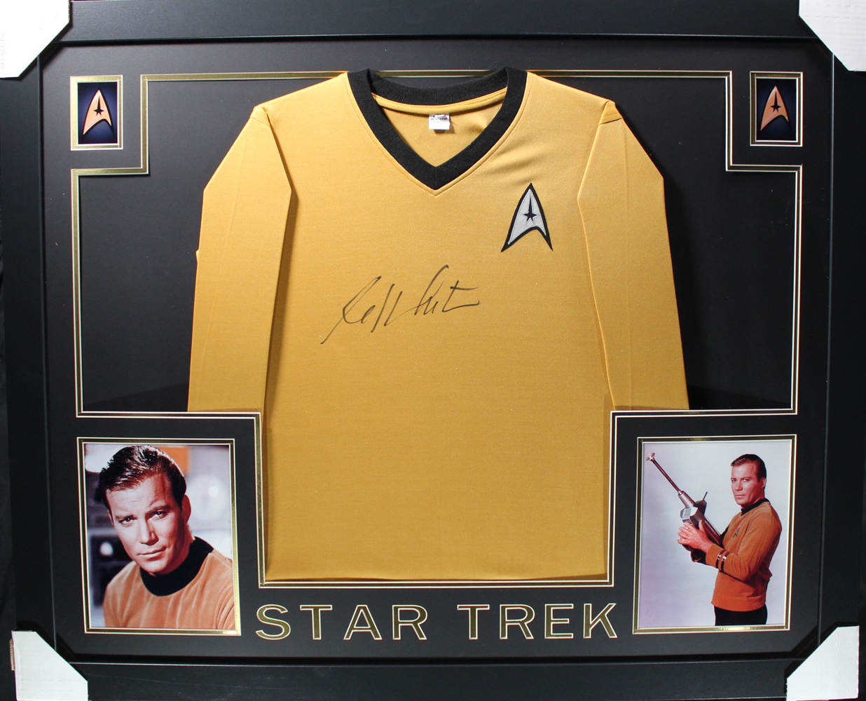 William Shatner Autographed/Signed Star Trek Yellow XL Shirt Uniform JSA