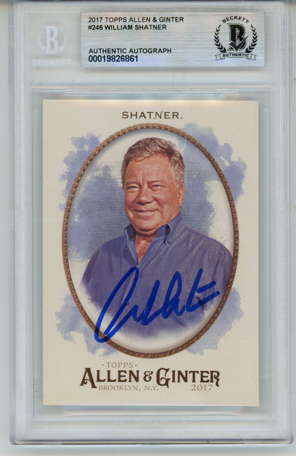 William Shatner Signed 2017 Topps Allen & Ginter #246 Card Slab Beckett 57097