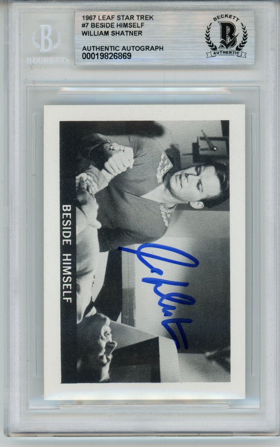 William Shatner Signed 1967 Leaf Star Trek #7 Trading Card Slab Beckett 57114