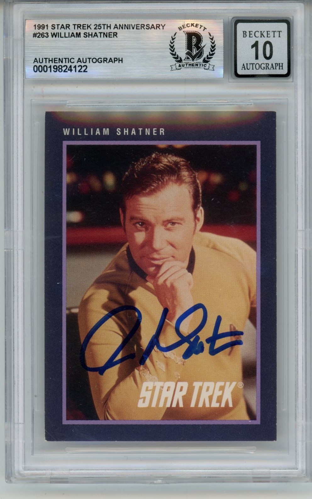 William Shatner Signed '91 Impel Star Trek 25th Anni 263 10auto Card BAS 57135