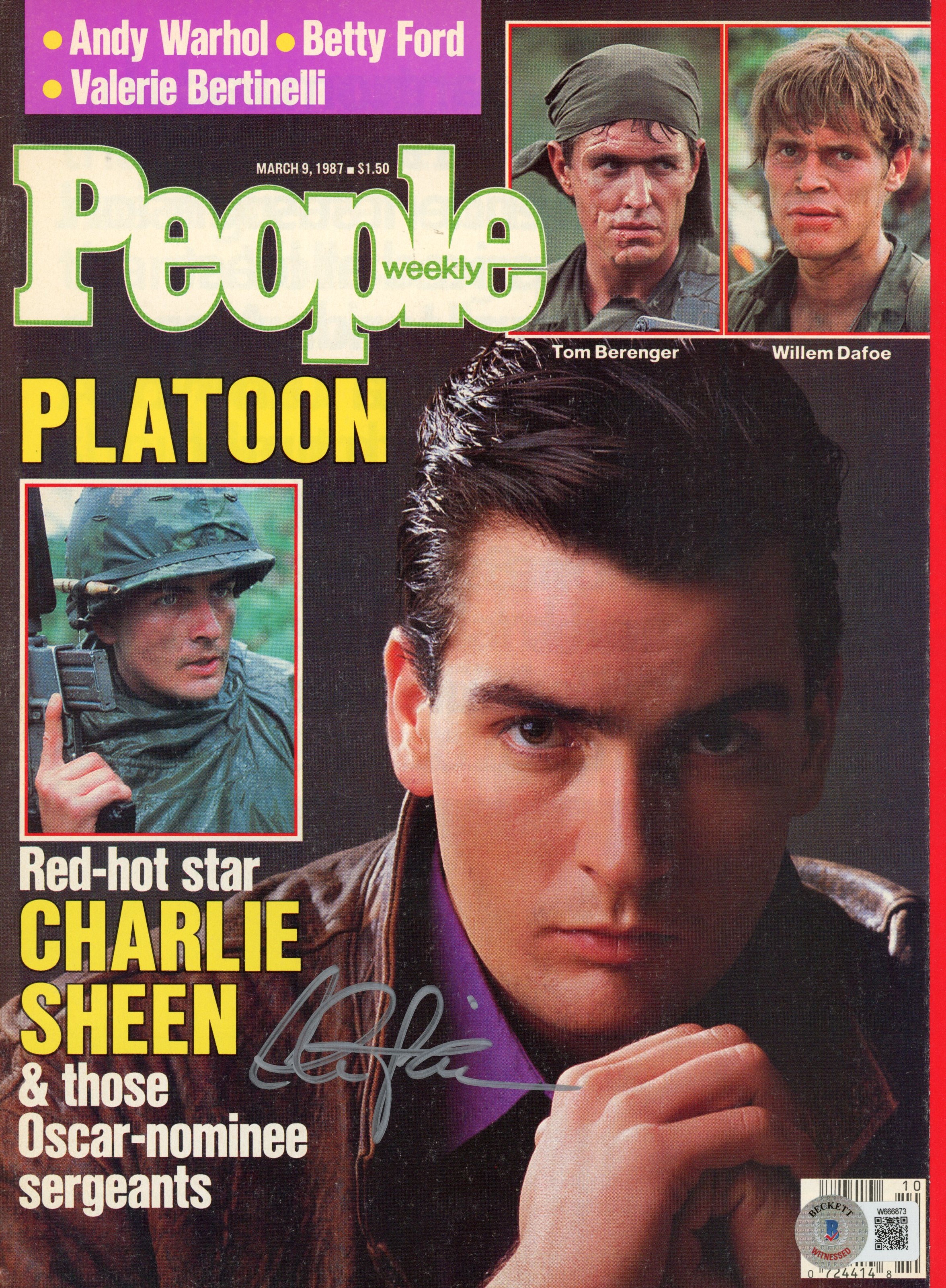 Charlie Sheen Autographed 03/09/87 People Magazine Beckett 