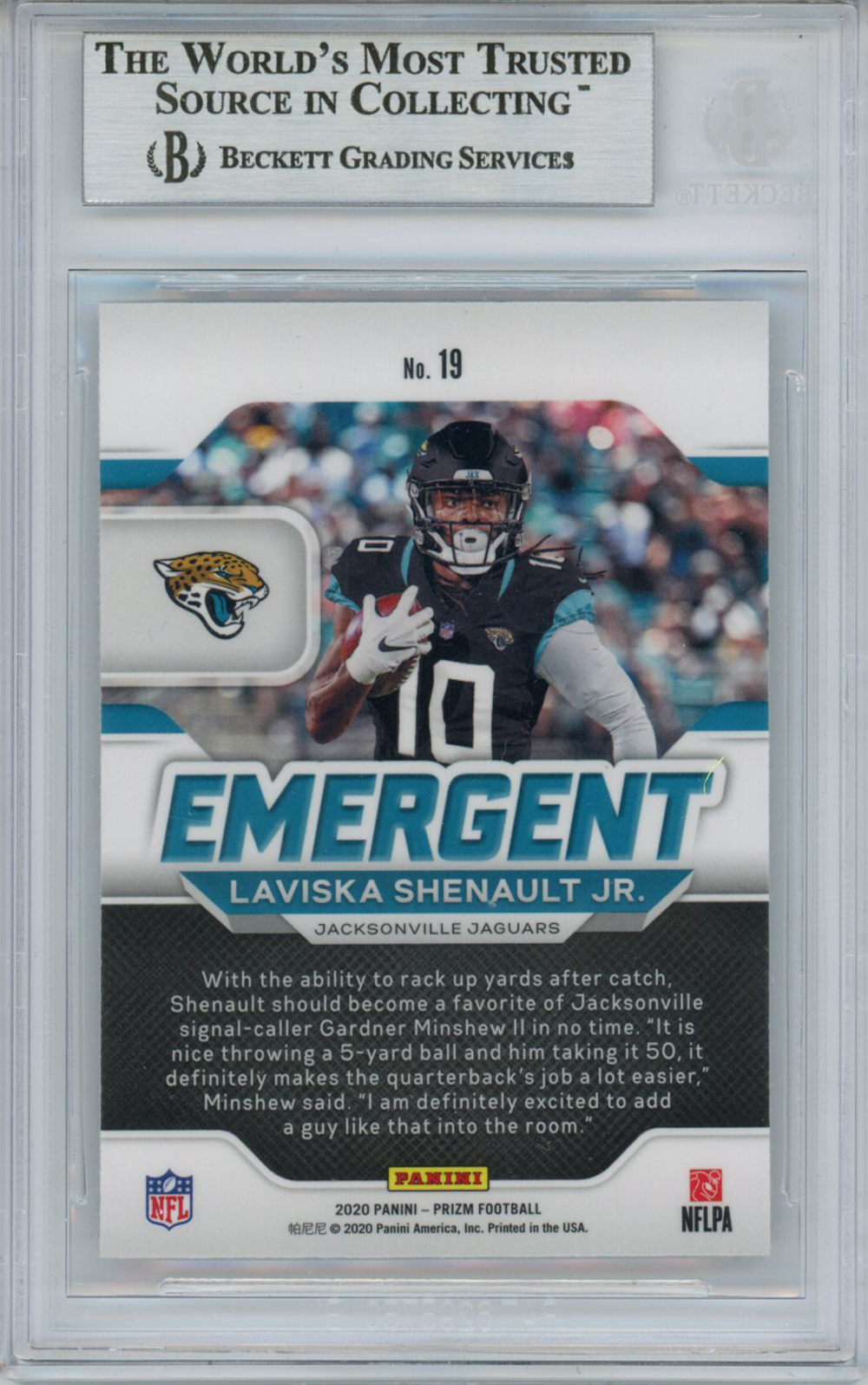 Laviska Shenault Autographed 2021 Panini Prizm #19 Trading Card BAS Slab