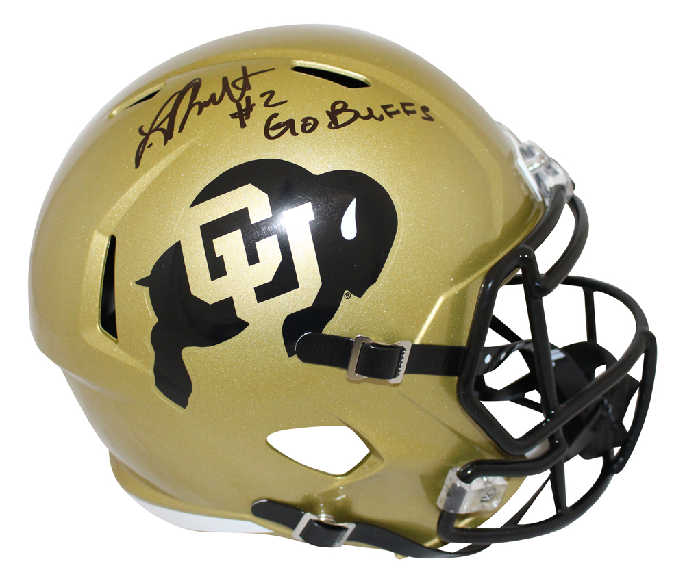 Laviska Shenault Autographed Colorado Buffaloes Gold Speed Helmet BAS 28081