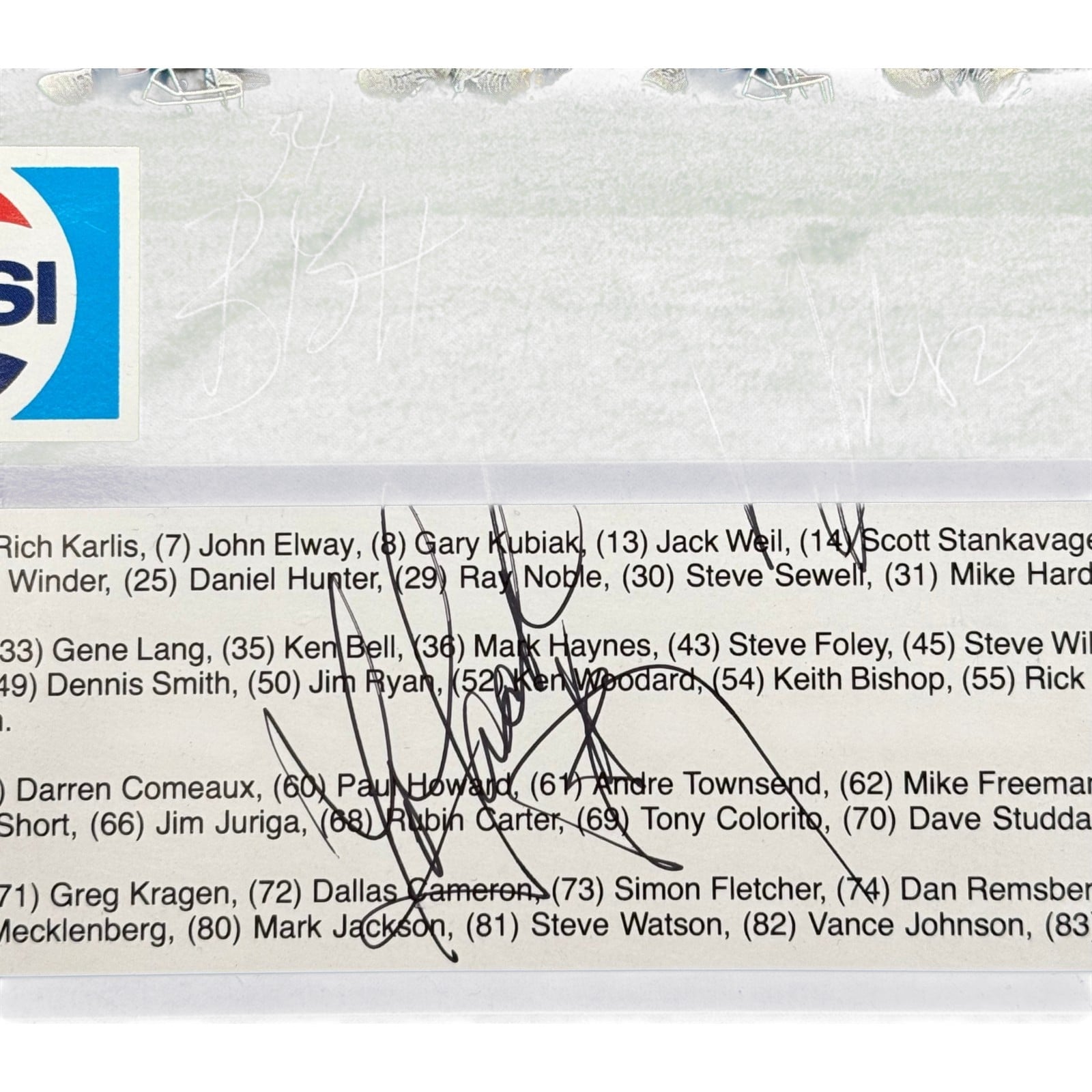 Elway Little Reeves Watson Foley +3 Signed Denver Broncos 11x17 Beckett 58351 2 Elway Little Reeves Watson Foley +3 Signed Denver Broncos 11x17 Beckett 58351