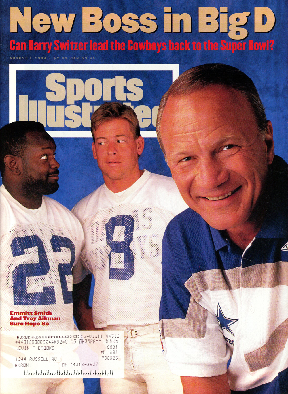 Sports Illustrated Magazine 8/1/1994 Switzer Aikman & Smith Cover