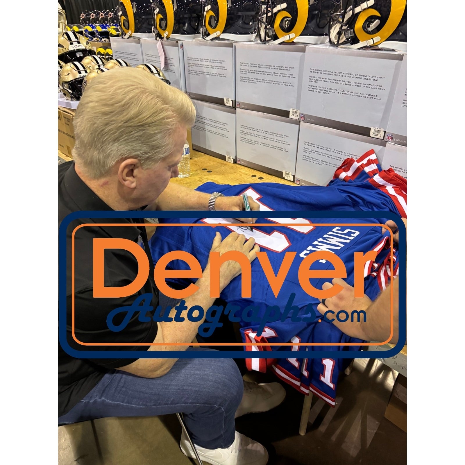 Phil Simms Autographed Pro Style Jersey Blue Sz XL Beckett WIT 58506 5 Phil Simms Autographed Pro Style Jersey Blue Sz XL Beckett WIT 58506