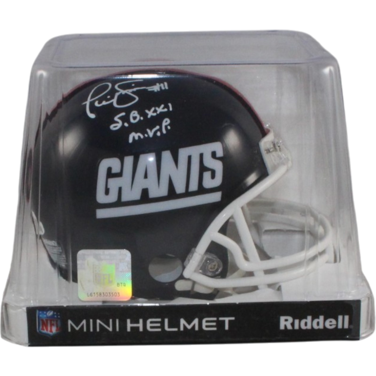 Phil Simms Autographed New York Giants VSR4 TB Mini Helmet SB MVP JSA 57162 5 Phil Simms Autographed New York Giants VSR4 TB Mini Helmet SB MVP JSA 57162