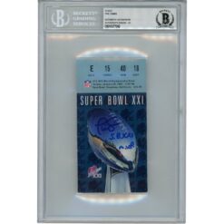 Phil Simms Autographed New York Giants Ticket Stub SB XXI MVP Slab Beckett 53165