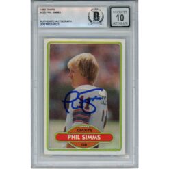 Phil Simms Autographed/Signed 1980 Topps #225 Slab Trading Card Beckett 53178
