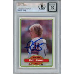 Phil Simms Autographed/Signed 1980 Topps #225 Slab Trading Card Beckett 53180