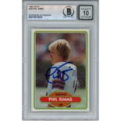 Phil Simms Autographed/Signed 1980 Topps #225 Slab Trading Card Beckett 53189