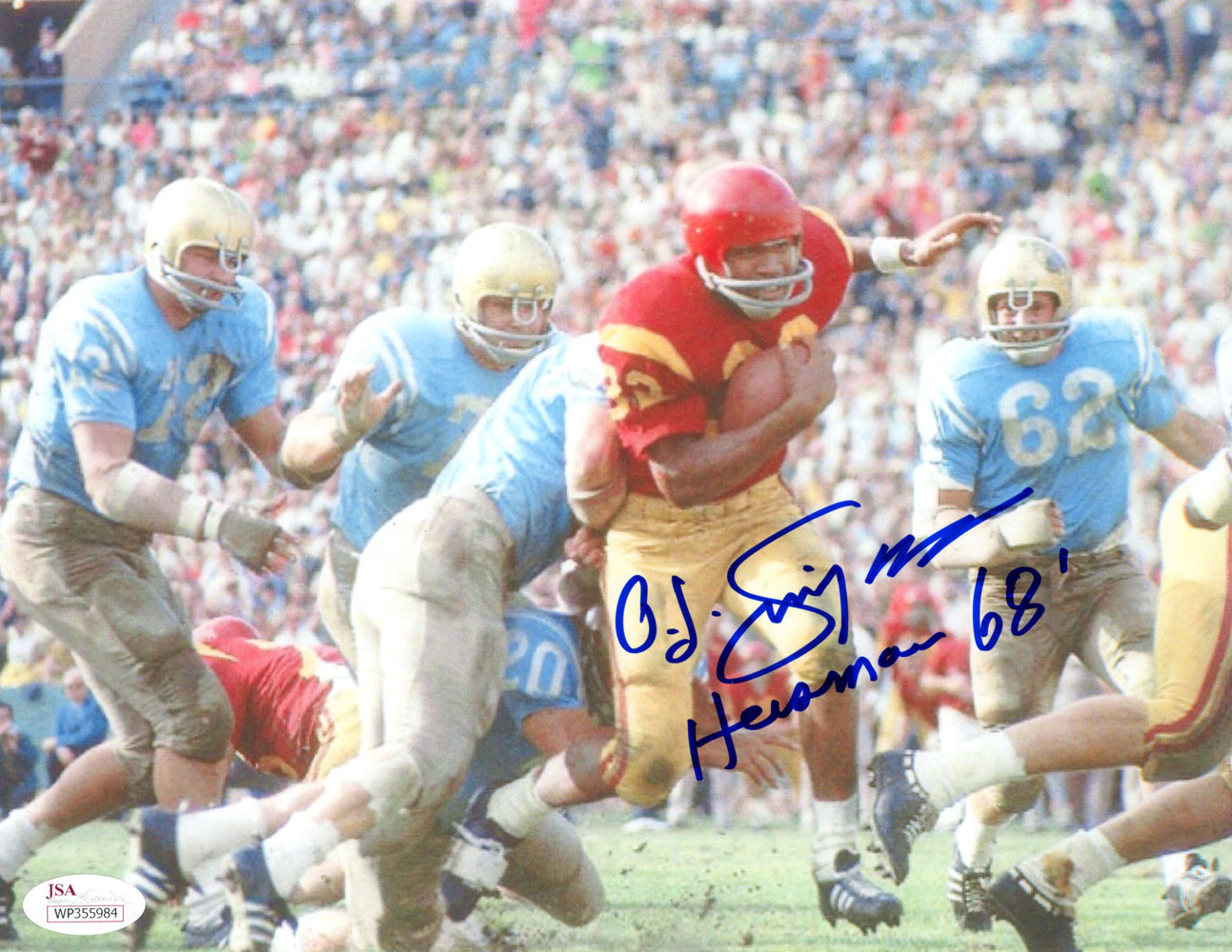 O.J. Simpson Autographed USC Trojans 8x10 Photo Heisman 68 JSA