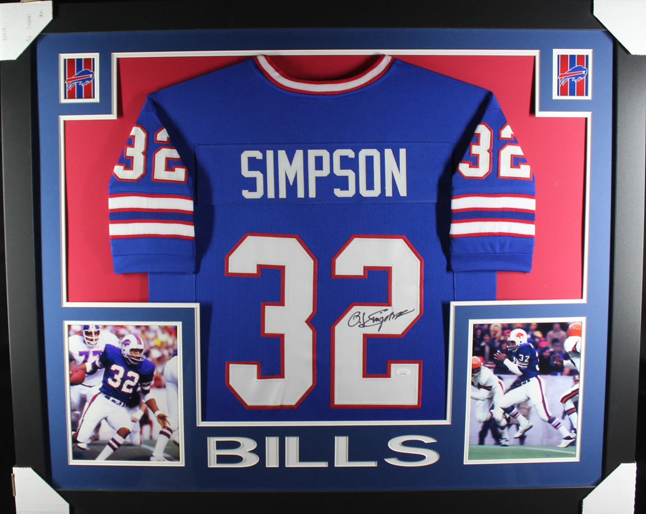 O.J. Simpson Autographed/Signed Framed Pro Style Blue XL Jersey JSA