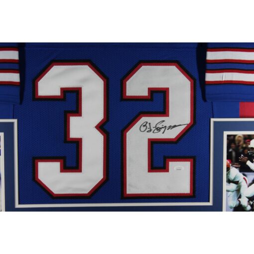 OJ Simpson Autographed Pro Style Blue XL Framed Jersey 35x43 Beckett 53079