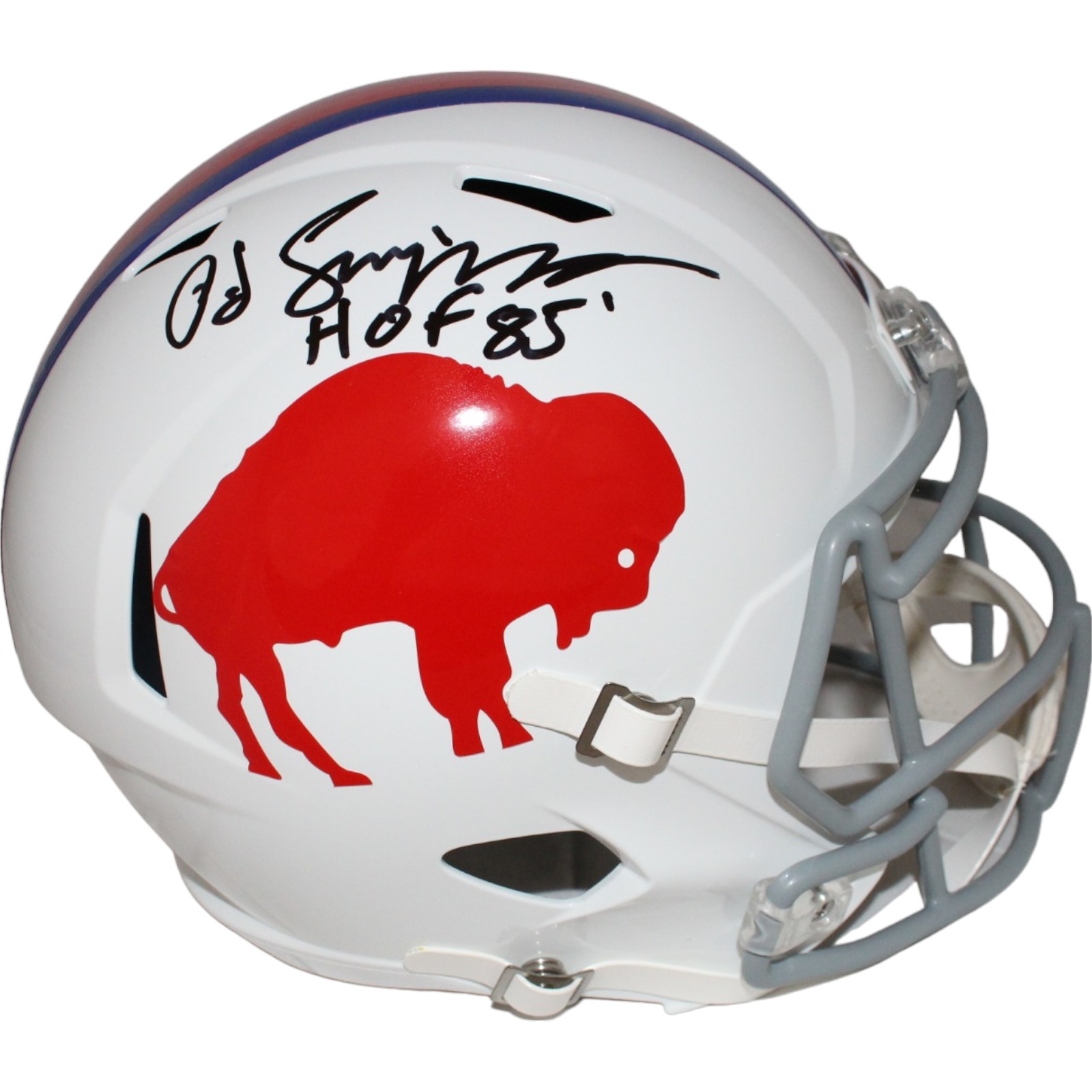 Oj Simpson Autographed Buffalo Bills F/S Throwback Helmet Beckett