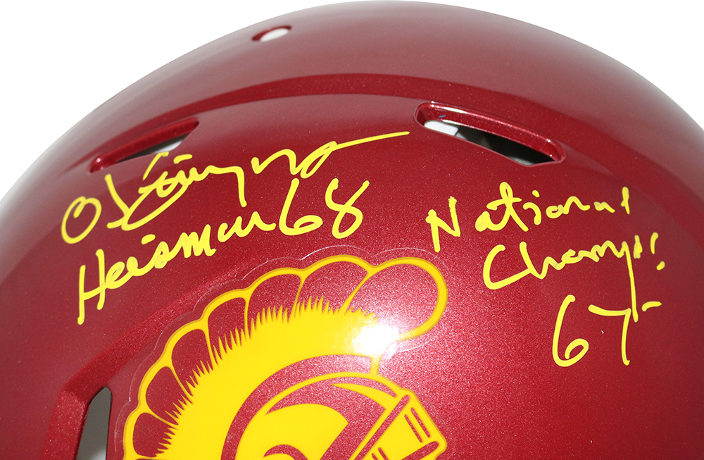 O.J. Simpson Autographed USC Trojans Authentic Speed Helmet 2 Insc JSA 30378