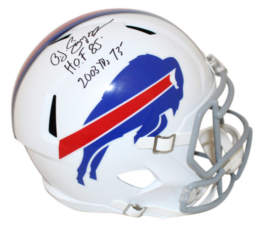 O.J. Simpson Autographed Buffalo Bills Speed Replica Helmet HOF & Yds JSA 25151