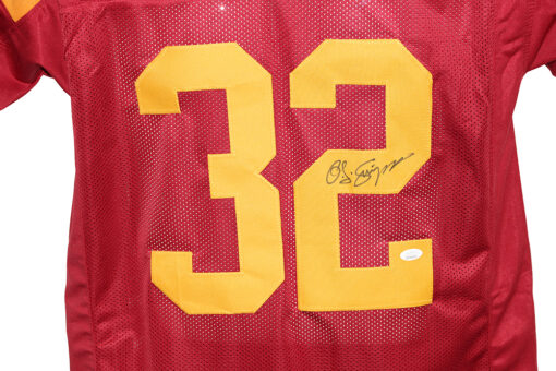 O.J. Simpson Autographed/Signed College Style Red XL Jersey JSA 21846