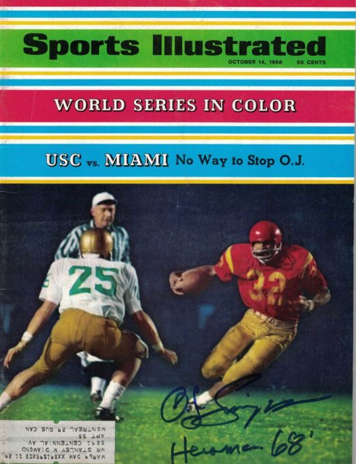 O.J. Simpson Autographed USC Trojans 1968 Sports Illustrated Heisman JSA 26185