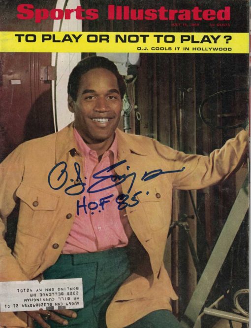 O.J. Simpson Autographed Buffalo Bills 1969 Sports Illustrated HOF 85 JSA 26186