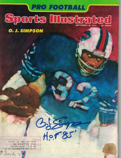 O.J. Simpson Autographed Buffalo Bills 1974 Sports Illustrated HOF 85 JSA 26189