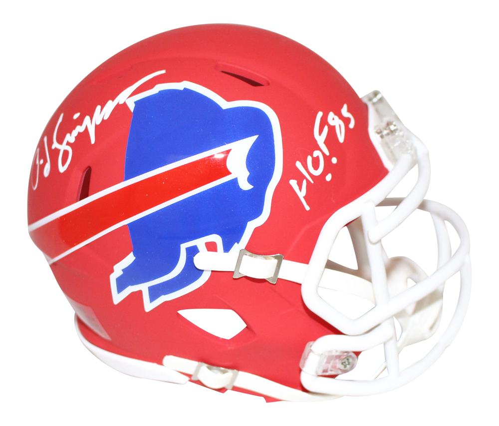 O.J. Simpson Autographed Buffalo Bills AMP Mini Helmet HOF 85 BAS 26757