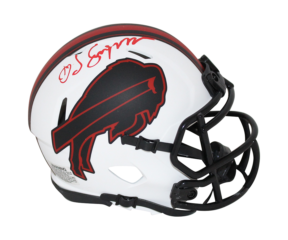 O.J. Simpson Autographed/Signed Buffalo Bills Lunar Mini Helmet JSA 31724