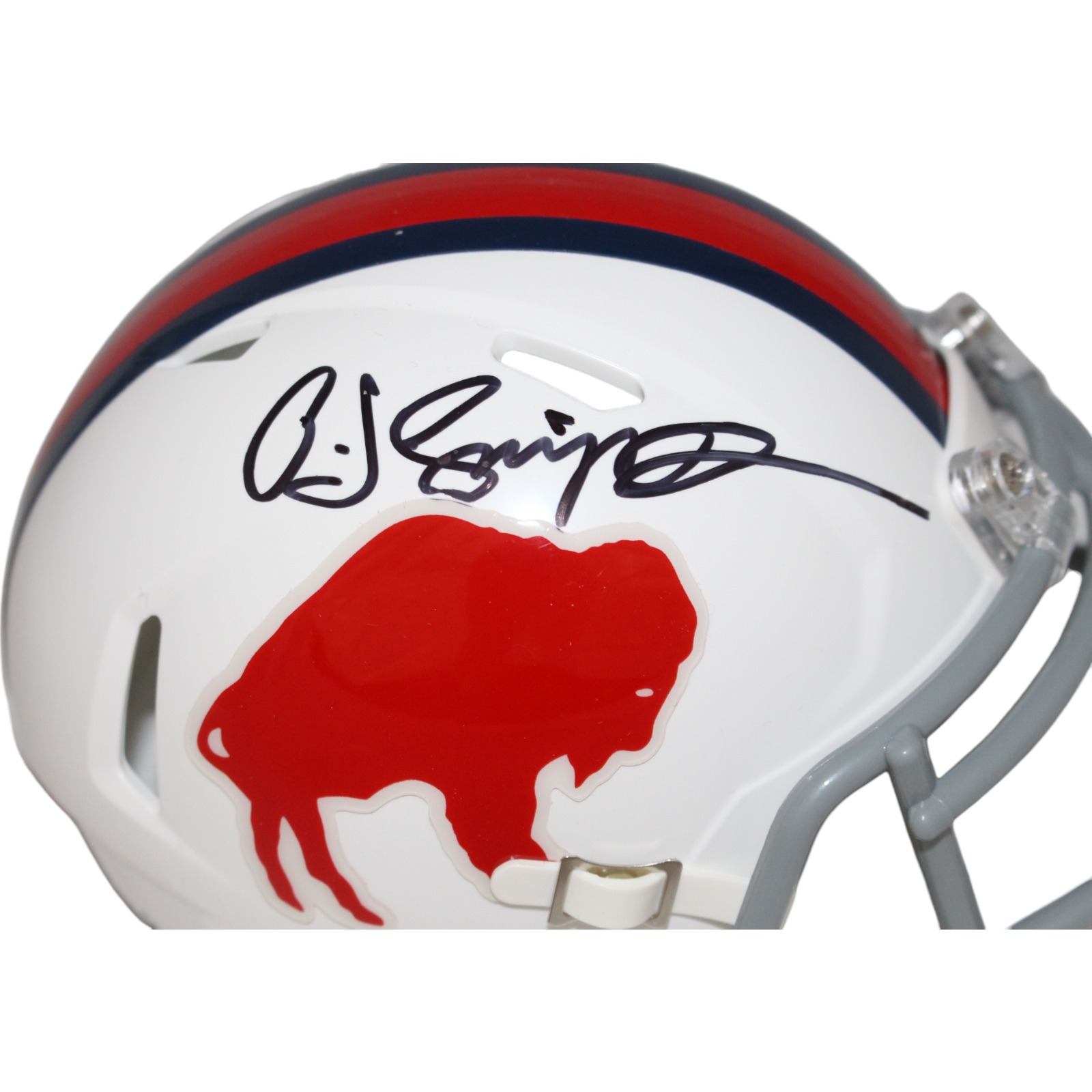 Oj Simpson Autographed Buffalo Bills Throwback Mini Helmet Beckett