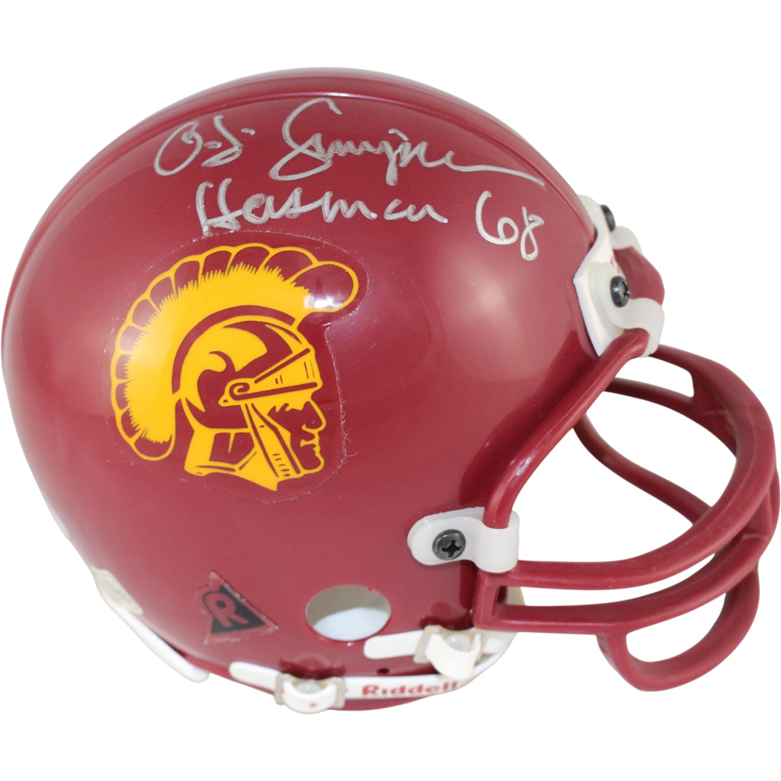 O.J O.J. Simpson Autographed/SIgned USC Trojans VSR4 Mini Helmet Heisman PSA 52749