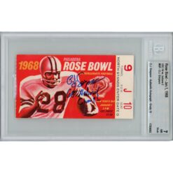 OJ Simpson Autographed USC Trojans 1968 Rose Bowl Ticket Stub Insc Beckett 48153