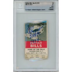 OJ Simpson Autographed Buffalo Bills 09/30/73 Ticket Stub 2003 yds Beckett 48163