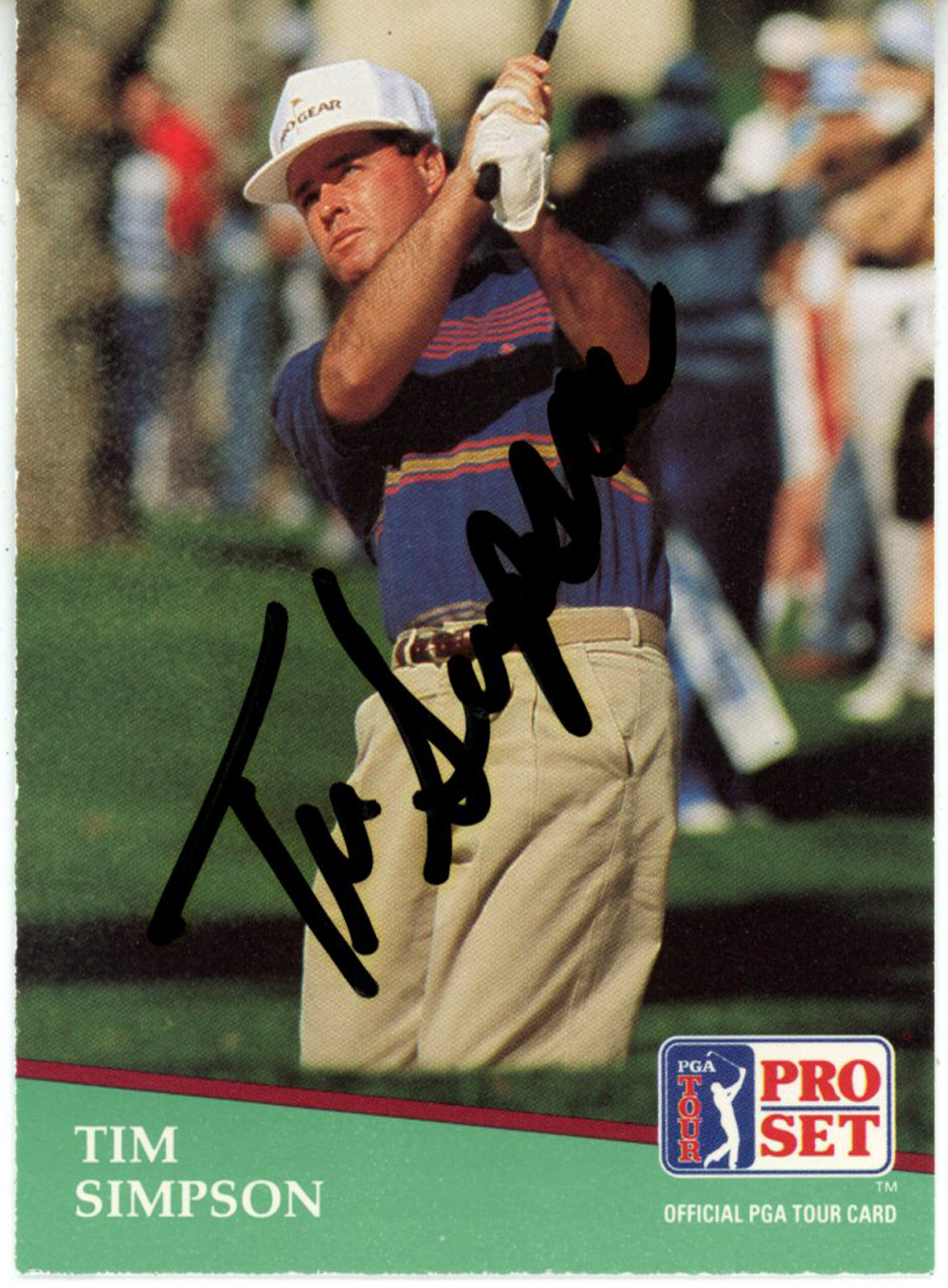 Tim Simpson Autographed 1991 Pro Set #128 Trading Card Beckett 44895