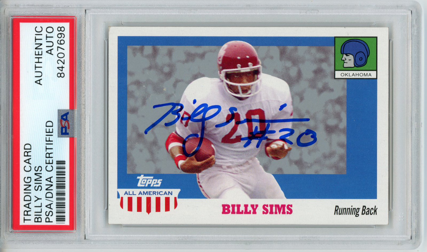 Billy Sims Autographed 2005 Topps All American Trading Card PSA Slab 32605