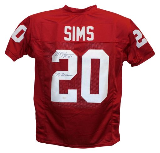 Billy Sims Autographed/Signed College Style Red XL Jersey Heisman JSA 13123