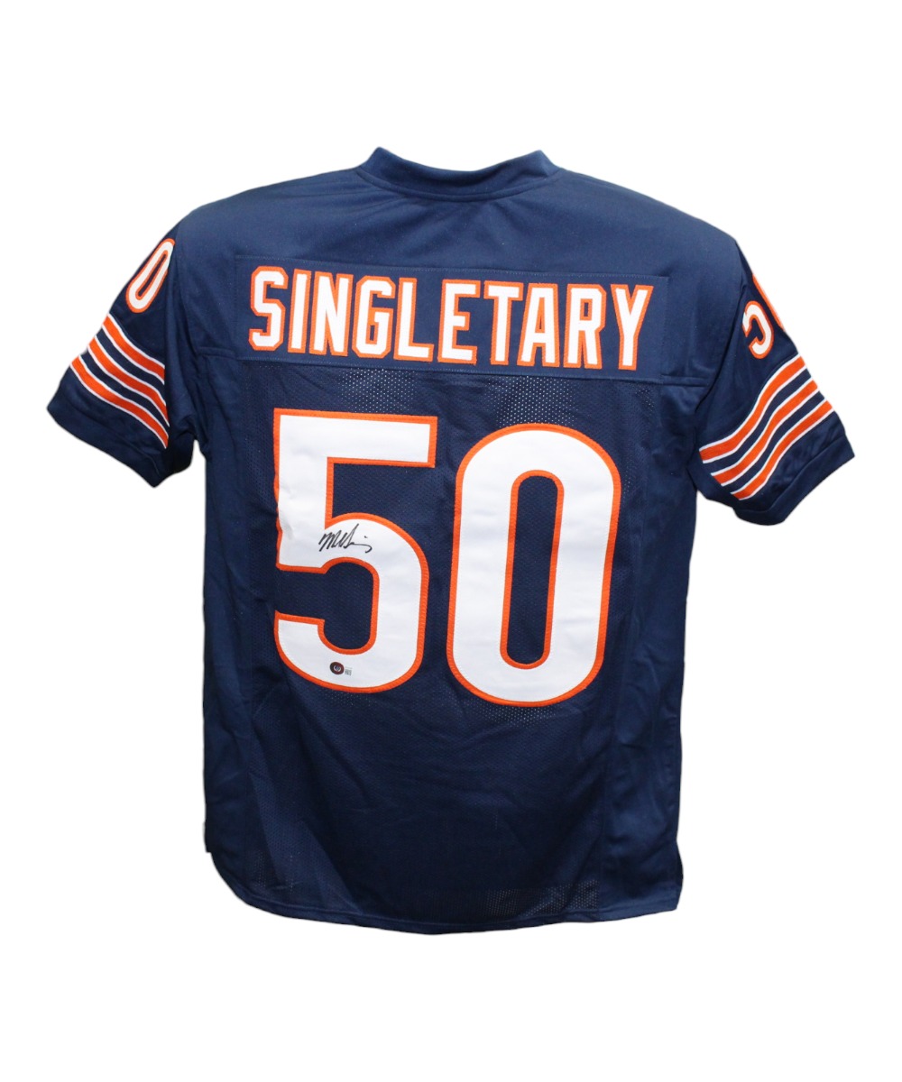 Mike Singletary Autographed/Signed Pro Style Navy Jersey Beckett 