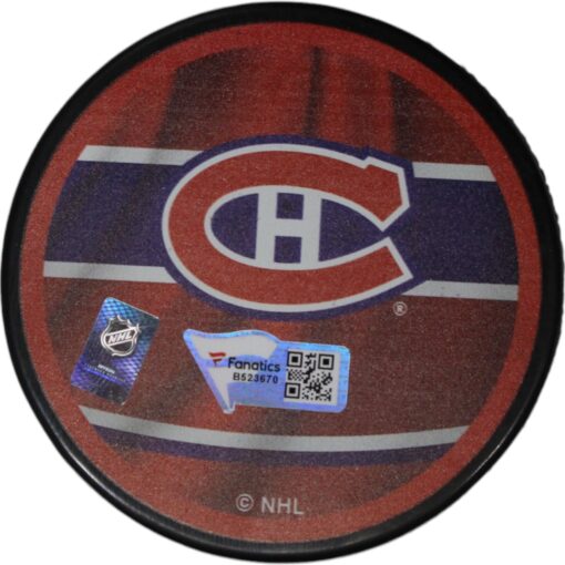 Juraj Slafkovsky Autographed/Signed Montreal Canadiens Hockey Puck FAN 46831