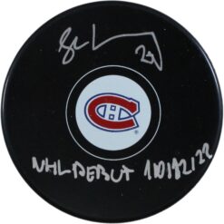 Juraj Slafkovsky Autographed Montreal Canadiens Logo Puck Debut Fanatics 53844