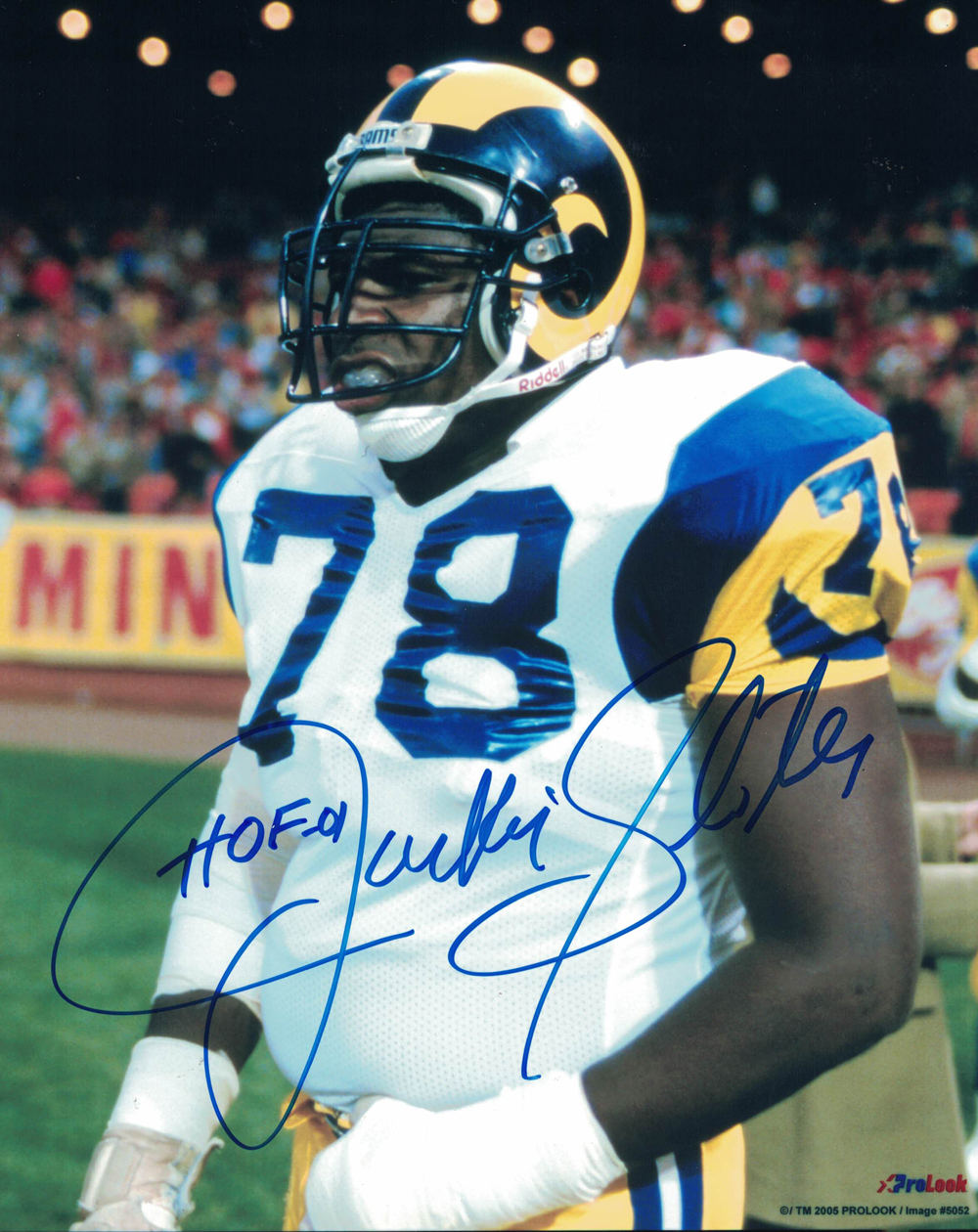 Jackie Slater Autographed/Signed Los Angeles Rams 8x10 Photo HOF 27925