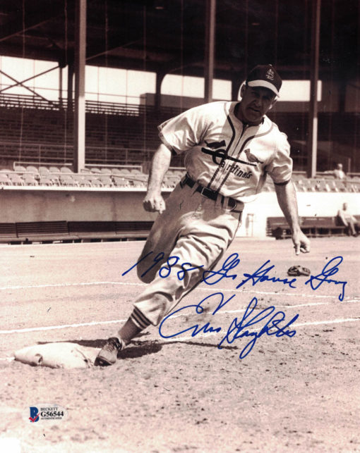 Enos Slaughter Signed St Louis Cardinals 8x10 Photo Gas House Gang BAS 27142