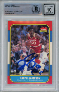 Ralph Sampson Signed 1986-87 Fleer #97 Rookie Card Beckett 10 Slab