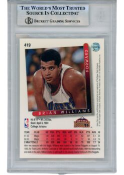 Brian Williams Autographed 93-94 Upper Deck #419 Slab Trading Card Beckett 52710