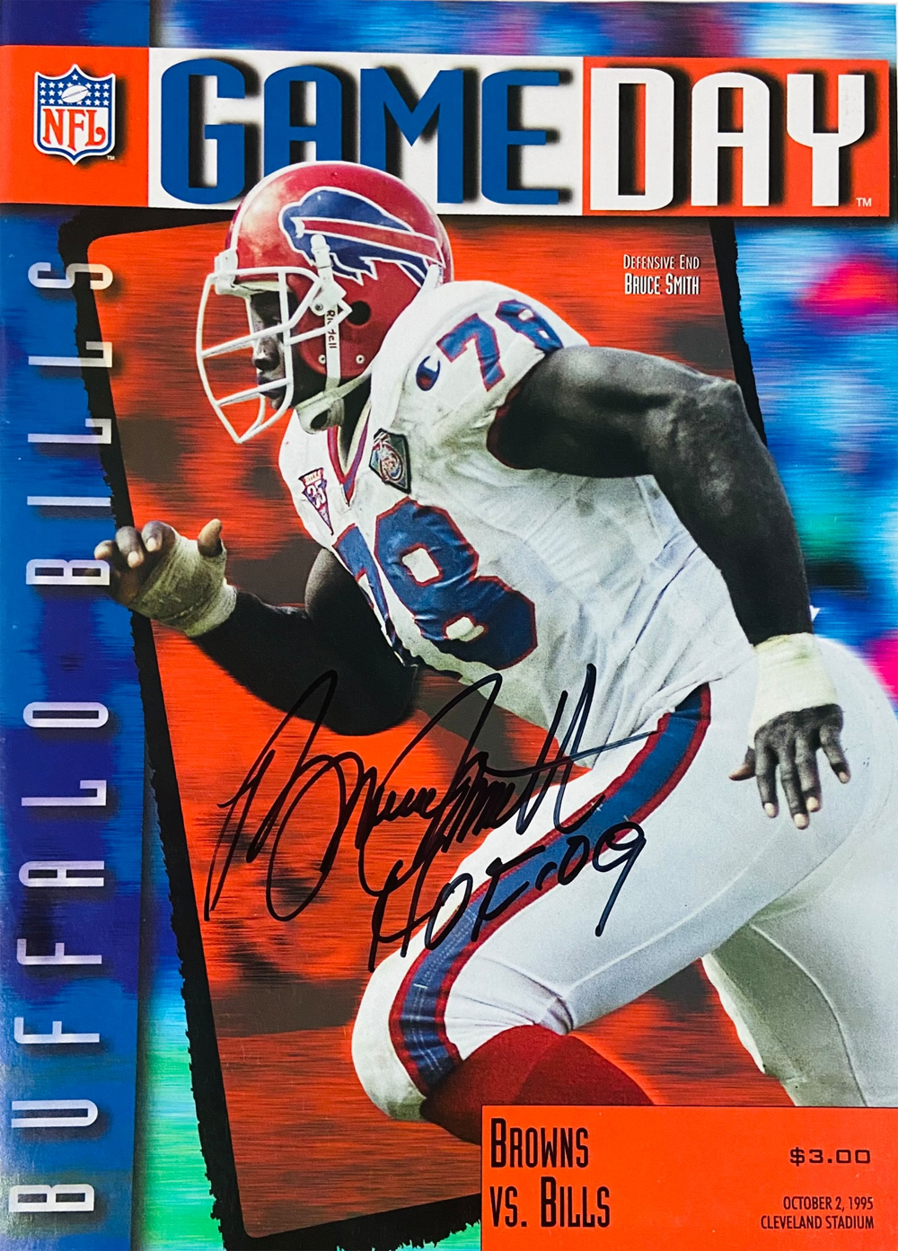 Bruce Smith Autographed Buffalo Bills 1995 Gameday Magazine HOF Beckett