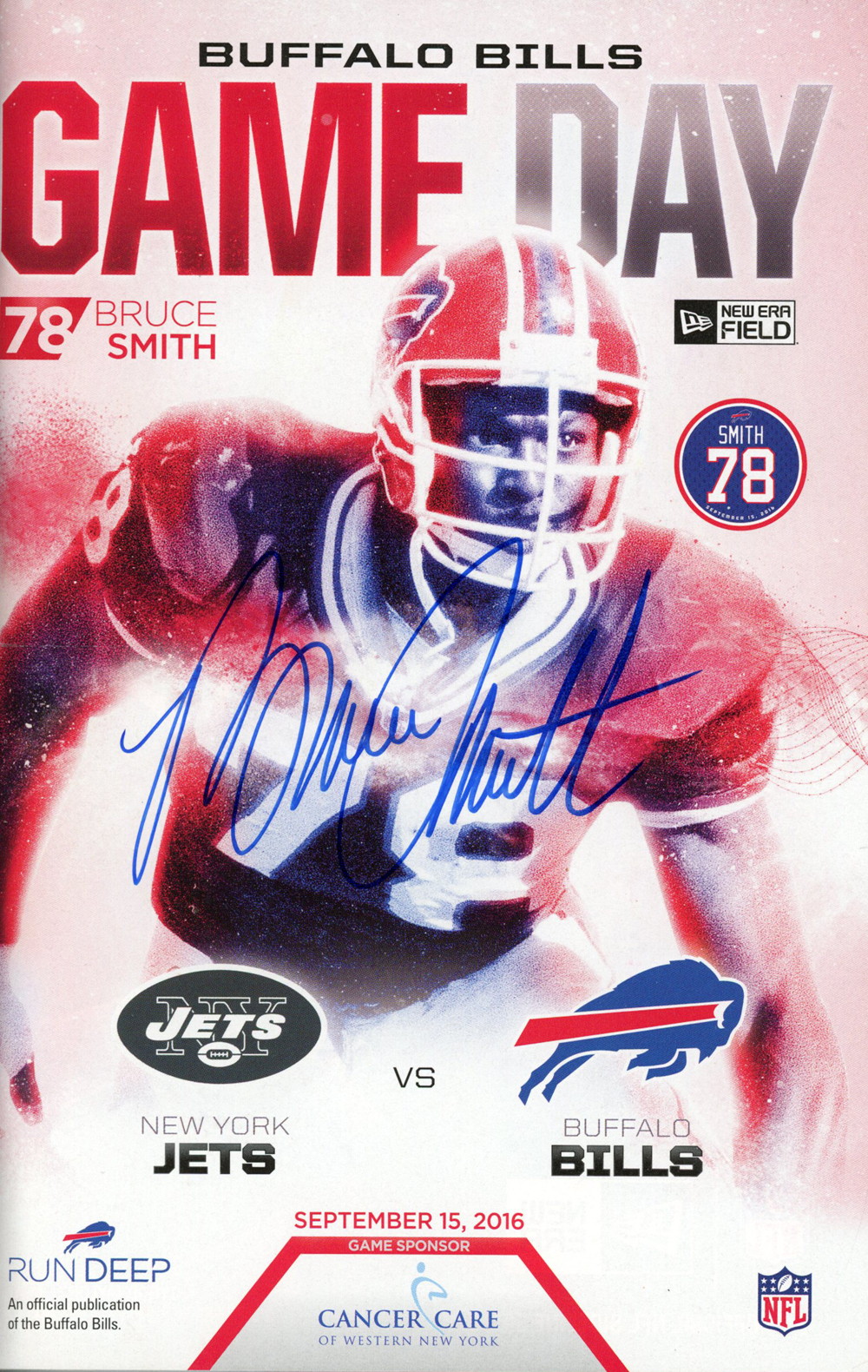 Bruce Smith Autographed/Signed Buffalo Bills Gameday Media Guide JSA